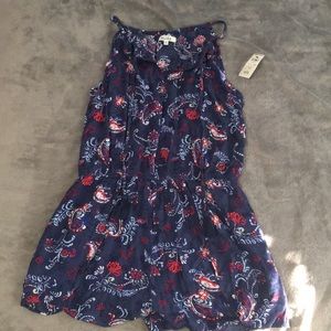 Blue and red spaghetti strap romper